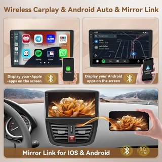 HIKITY Android15 4+128GB AutoRadio 9'' Peugeot 207