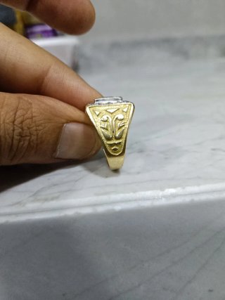 Anillo Oro 18k Zafiro Azul y circonitas
