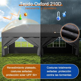 Carpa Plegable Impermeable 3x6m Negra