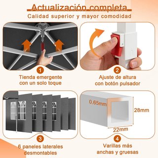 Carpa Plegable Impermeable 3x6m Negra