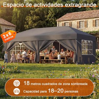 Carpa Plegable Impermeable 3x6m Negra