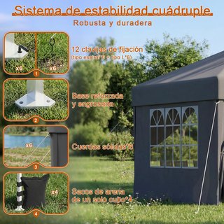 Carpa Plegable Impermeable 3x6m Negra