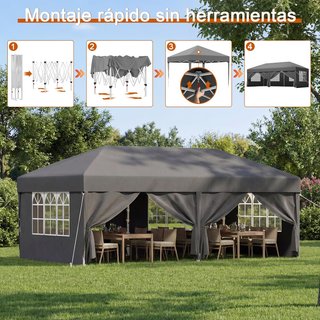 Carpa Plegable Impermeable 3x6m Negra
