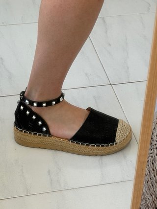 Sandalias Alpargata Negras con Tachuelas