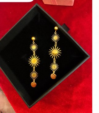Pendientes largos sol oro