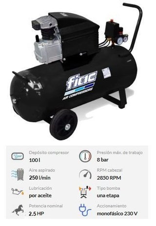 COMPRESOR DE AIRE FIAC 100L 2.5 HP