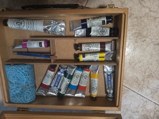 Caja de madera para pintar al óleo