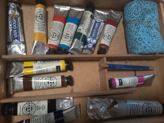 Caja de madera para pintar al óleo