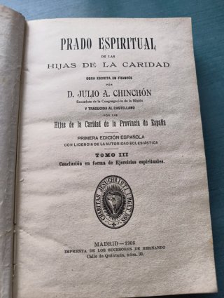 Libro antiguo 1906. Prado Espiritual. III y IV