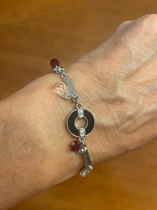 Pulsera Swarovski Negra y Plateada