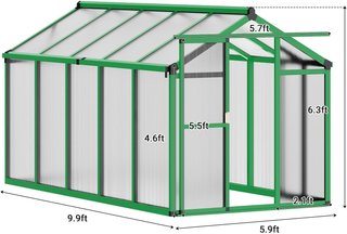Invernadero 6x10 Pies Exterior Aluminio