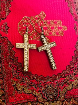 Pendientes Cruz Brillantes Dorados y Plateados