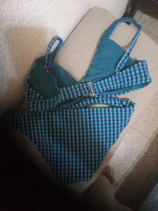 Bikini cuadros azul y verde T.38