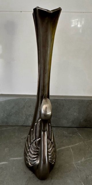 Jarrón cisne metal plateado
