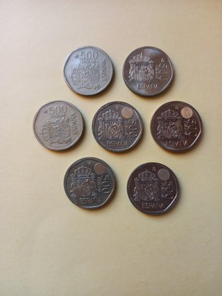 7 Monedas 500 ptas.  Juan Carlos y Sofía