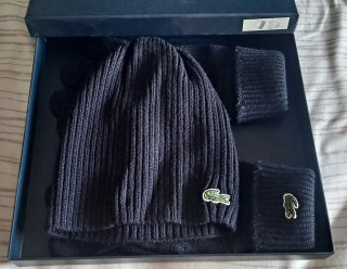 Gorro y Guantes Lacoste Azul