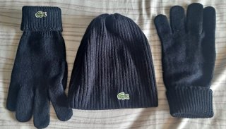 Gorro y Guantes Lacoste Azul