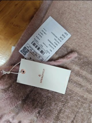 Bufanda  grande gris y rosa