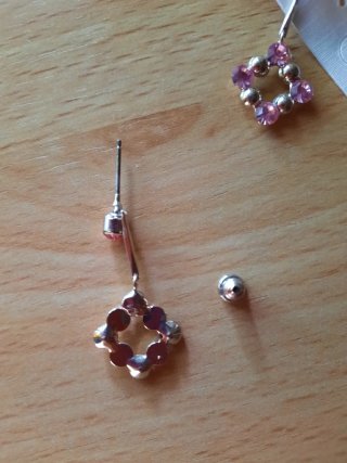 Pendientes bisutería rosa y plateados