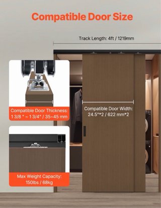 Kit Herrajes Puerta Corredera 1219mm VEVOR