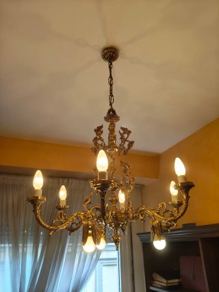 Lámpara Candelabro Antigua Bronce