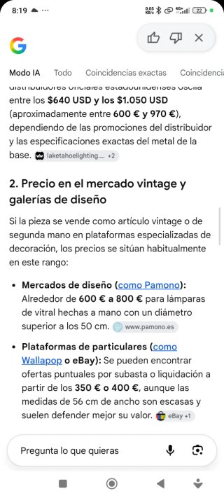 Lámpara Tiffany Cristal y Metal