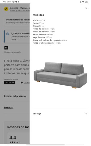 Sofá Cama Gris Tela