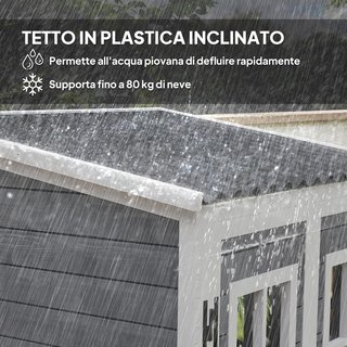 Cobertizo para Herramientas de Jardín de Madera de Abeto con 2 Ventanas y Estantes Ajustables, Caseta de Herramientas de Jardín Bloqueable, Techo Inclinado para Patio Terraza, 91X69X192Cm, Gris Claro