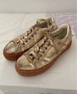 Zapatillas doradas plataforma doble suela