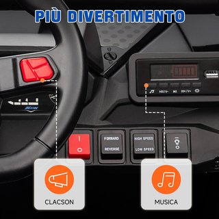 Coche Eléctrico para Niños 2 Plazas 24V 4 Motores, Coche Eléctrico Niños 3-8 Años Con 3 Velocidades, Música Integrada, Claxon, Luces, Suspensión a Muelles y Control Remoto, Velocidad 5-7Km/H, Azul