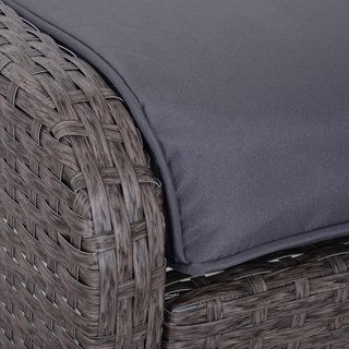 Conjunto de Muebles de Jardín 2 Sillones 2 Puff 1 Mesa de Vidrio Templado Rattan Gris