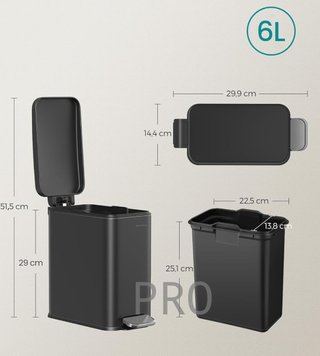 Cubo de basura para baño de 5 litros - Songmics