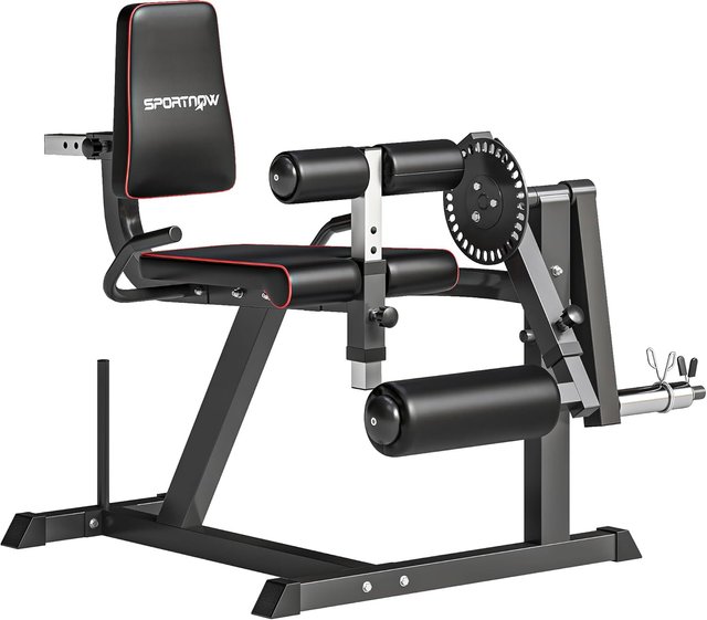 Máquina de Pantorrillas con Respaldo y Almohadillas Ajustables, Banco de Extensión de Piernas y Curl de Piernas, Máquina para Pantorrillas con Espacio para Discos de Peso, Gris y Negro