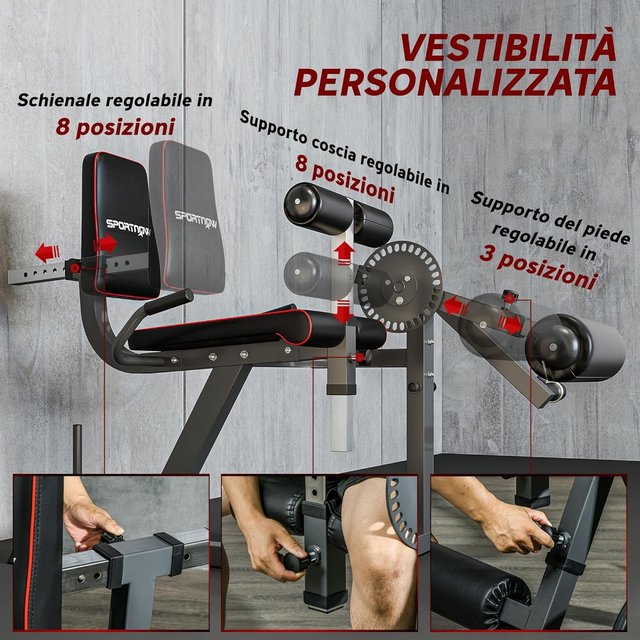 Máquina de Pantorrillas con Respaldo y Almohadillas Ajustables, Banco de Extensión de Piernas y Curl de Piernas, Máquina para Pantorrillas con Espacio para Discos de Peso, Gris y Negro