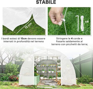 Invernadero de Jardín en Túnel 8X3X2 M con Puertas Enrollables y 12 Ventanas, Invernadero para Huerto con 4 Refuerzos Diagonales, Estructura de Acero y Cubierta de PE, para Huerto de Verduras, Flo...