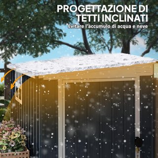 Caseta De Jardín 2.6M² De Acero Galvanizado Con 2 Rejillas De Ventilación Y Ventana Transparente, Cobertizo Para Herramientas Con Techo Inclinado, Puerta Bloqueable, Impermeable Y Anti UV, Gris Oscuro