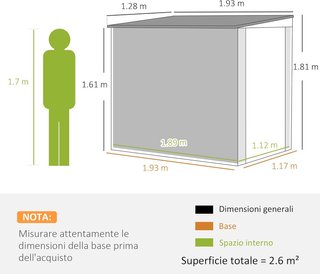 Caseta De Jardín 2.6M² De Acero Galvanizado Con 2 Rejillas De Ventilación Y Ventana Transparente, Cobertizo Para Herramientas Con Techo Inclinado, Puerta Bloqueable, Impermeable Y Anti UV, Gris Oscuro