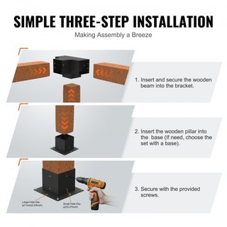 Kit de Soporte para Pérgola 6''x6''(Tamaño Interno 5.6x5.6), 2pcs Soporte de Esquina de 4 Vías de Alta Resistencia para Trabajos en Madera, Kit de Base para Poste de Instalación Fácil para Gazebos...