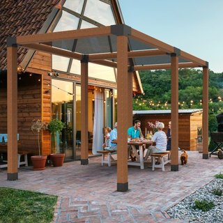 Kit de Soporte para Pérgola 6''x6''(Tamaño Interno 5.6x5.6), 2pcs Soporte de Esquina de 4 Vías de Alta Resistencia para Trabajos en Madera, Kit de Base para Poste de Instalación Fácil para Gazebos...