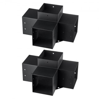 Kit de Soporte para Pérgola 6''x6''(Tamaño Interno 5.6x5.6), 2pcs Soporte de Esquina de 4 Vías de Alta Resistencia para Trabajos en Madera, Kit de Base para Poste de Instalación Fácil para Gazebos...