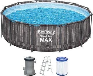 Bestway piscina 366x100 cm efecto madera
