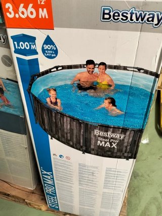 Bestway piscina 366x100 cm efecto madera