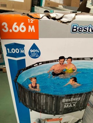 Bestway piscina 366x100 cm efecto madera