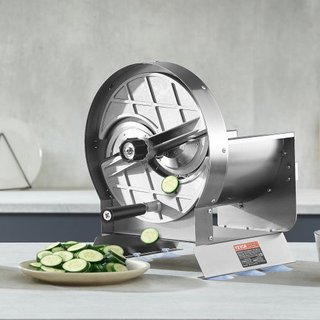Cortadora Manual de Verduras y Frutas, Máquina de Cortar Comercial Ajustable de Grosor 0-0.5"/0-12mm, Máquina de Cortar Alimentos de Acero Inoxidable con 2 Cuchillas de Repuesto, para Patata, Pepi...