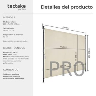 Toldo de pinza 200x310