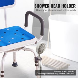 Silla de Ducha Giratoria 360 Grados, Asiento de Ducha Ajustable con Reposabrazos y Respaldo para Ducha o Bañera, Silla de Bañera Rotativa Antideslizante para Ancianos, Discapacitados o Lesionados,...