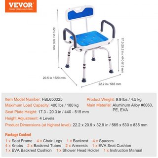 Silla de Ducha Giratoria 360 Grados, Asiento de Ducha Ajustable con Reposabrazos y Respaldo para Ducha o Bañera, Silla de Bañera Rotativa Antideslizante para Ancianos, Discapacitados o Lesionados,...