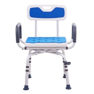 Silla de Ducha Giratoria 360 Grados, Asiento de Ducha Ajustable con Reposabrazos y Respaldo para Ducha o Bañera, Silla de Bañera Rotativa Antideslizante para Ancianos, Discapacitados o Lesionados,...