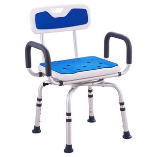 Silla de Ducha Giratoria 360 Grados, Asiento de Ducha Ajustable con Reposabrazos y Respaldo para Ducha o Bañera, Silla de Bañera Rotativa Antideslizante para Ancianos, Discapacitados o Lesionados,...