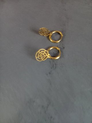 Pendientes Aro Flor Dorados Mujer